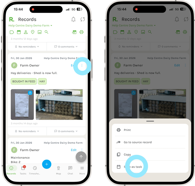Steps to Transfer a Record to a Task - Mobile