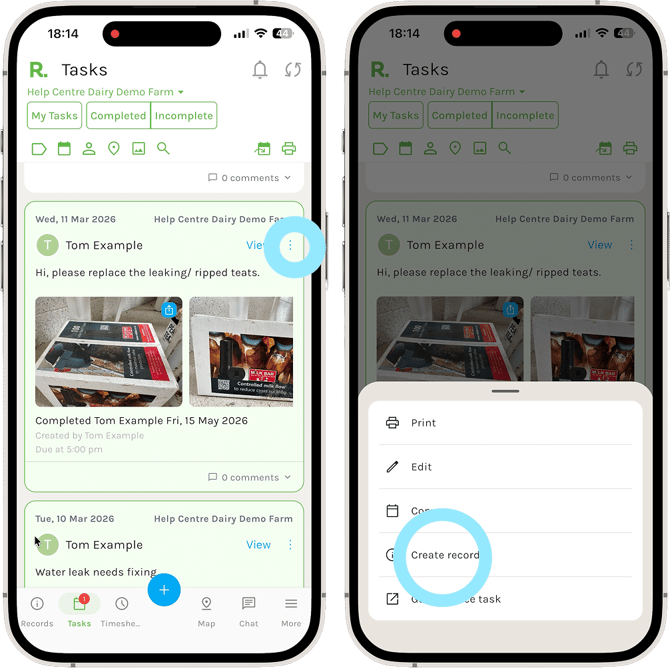 Transfer Task to a Record - mobile